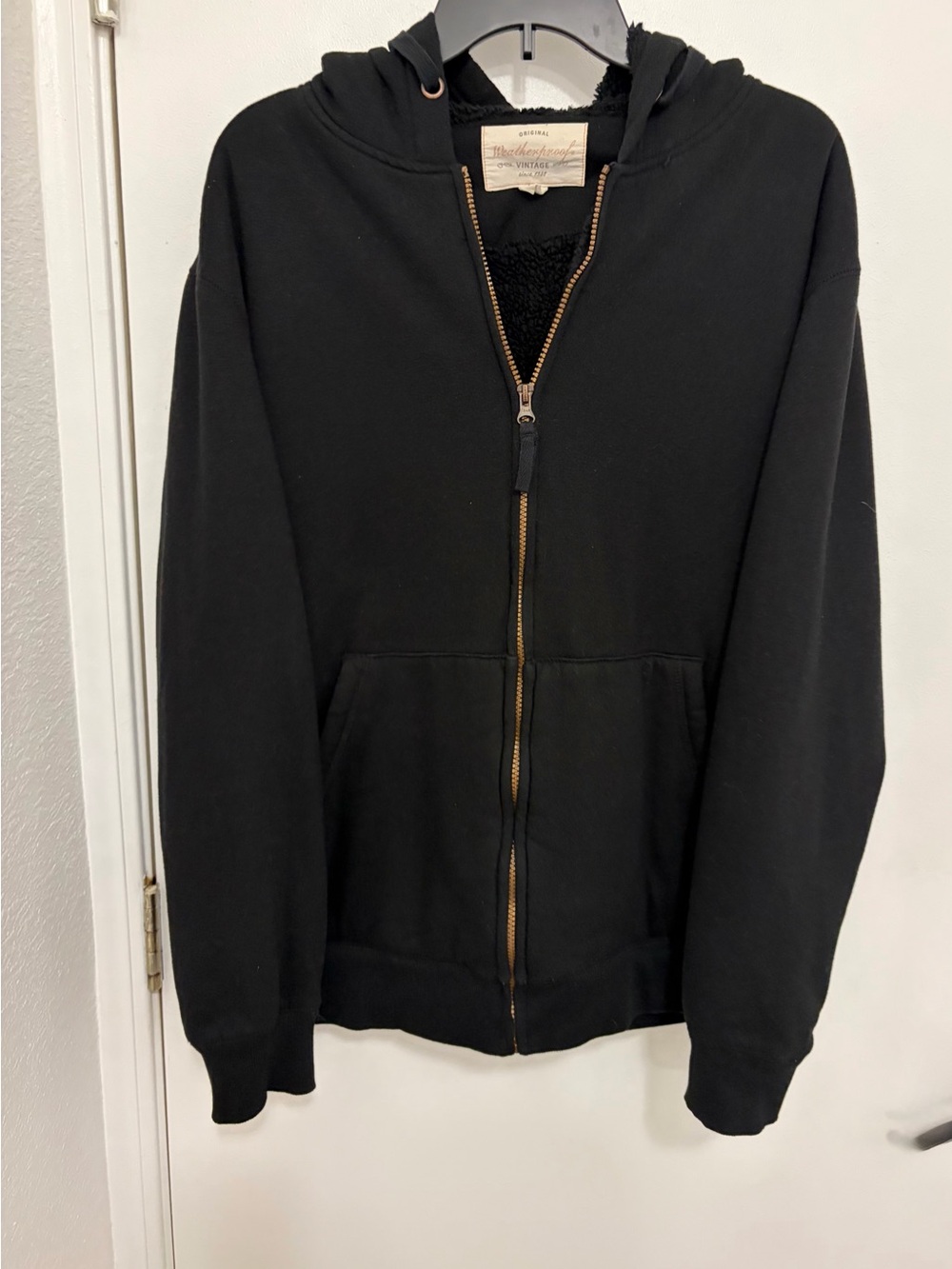 Weatherproof Black Hooded Zip-Up Jacket